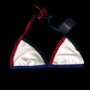 multicolor knit halter French terry triangle top.